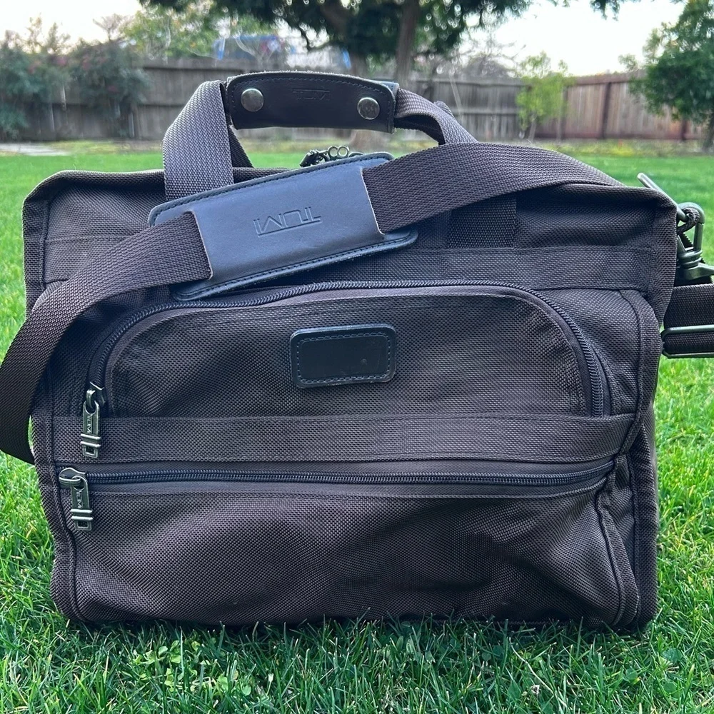 TUMI Canvas and Leather Carryon Duffle Travel Bag Chocolate Brown | Made in USA